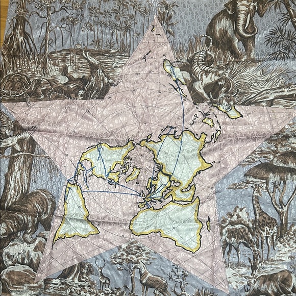 Accessories - Christian Dior style Around the World 100% silk large square scarf